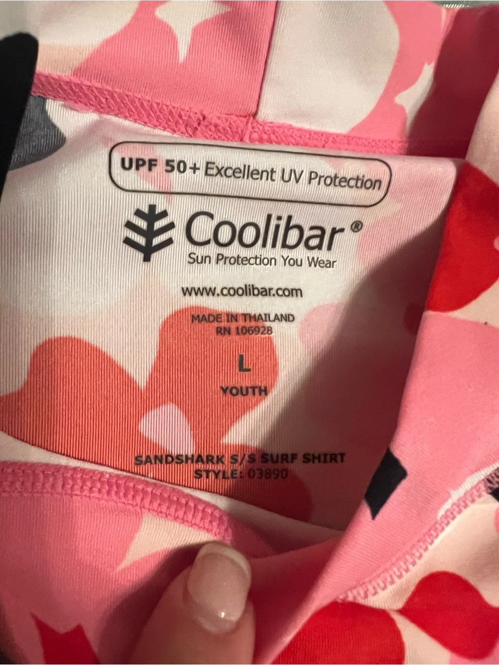 Coolibar Pink and Red Floral Short Sleeve girls Large Surf Shirt swim top